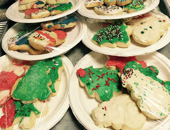 Photo of a plate of home made cookies by the assisted living food service.