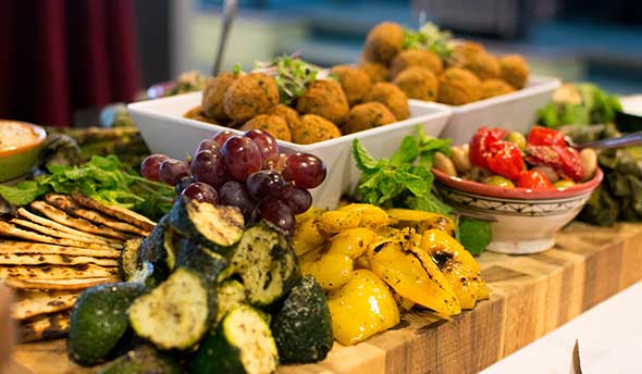 Photo of senior living food service display.