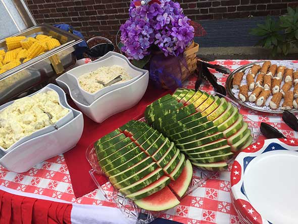 Photo of senior care foodservice display on the patio.